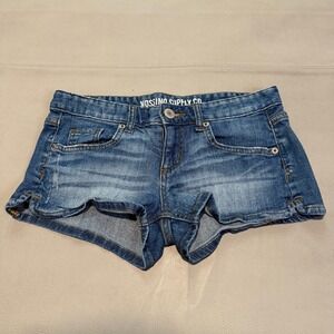 Mossimo Supply Women Blue Denim Jean Booty Micro Mini Shorts Y2K Emo  -5-6610